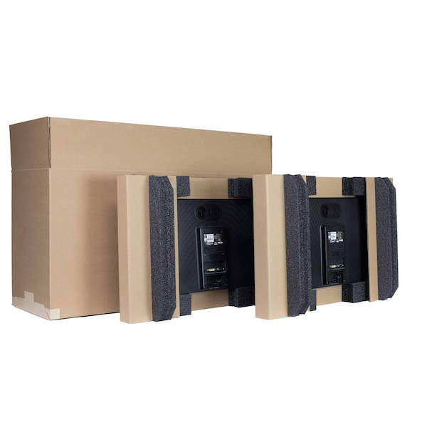 38 in x 19 in x 13 in Computer Monitor Shipping Box, Kraft, Corrugated / Foam, Double, 275#